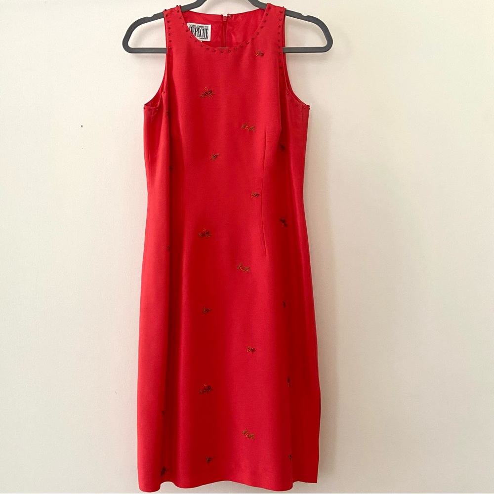 Vintage Silk Embroidered Beaded Sheath Dress Size 6 Summer Wedding Guest Formal
